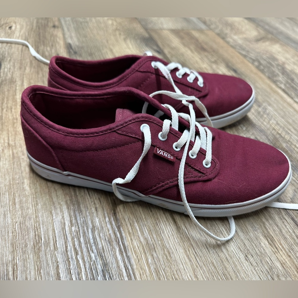 Vans Maroon Canvas Shoes with White Laces
